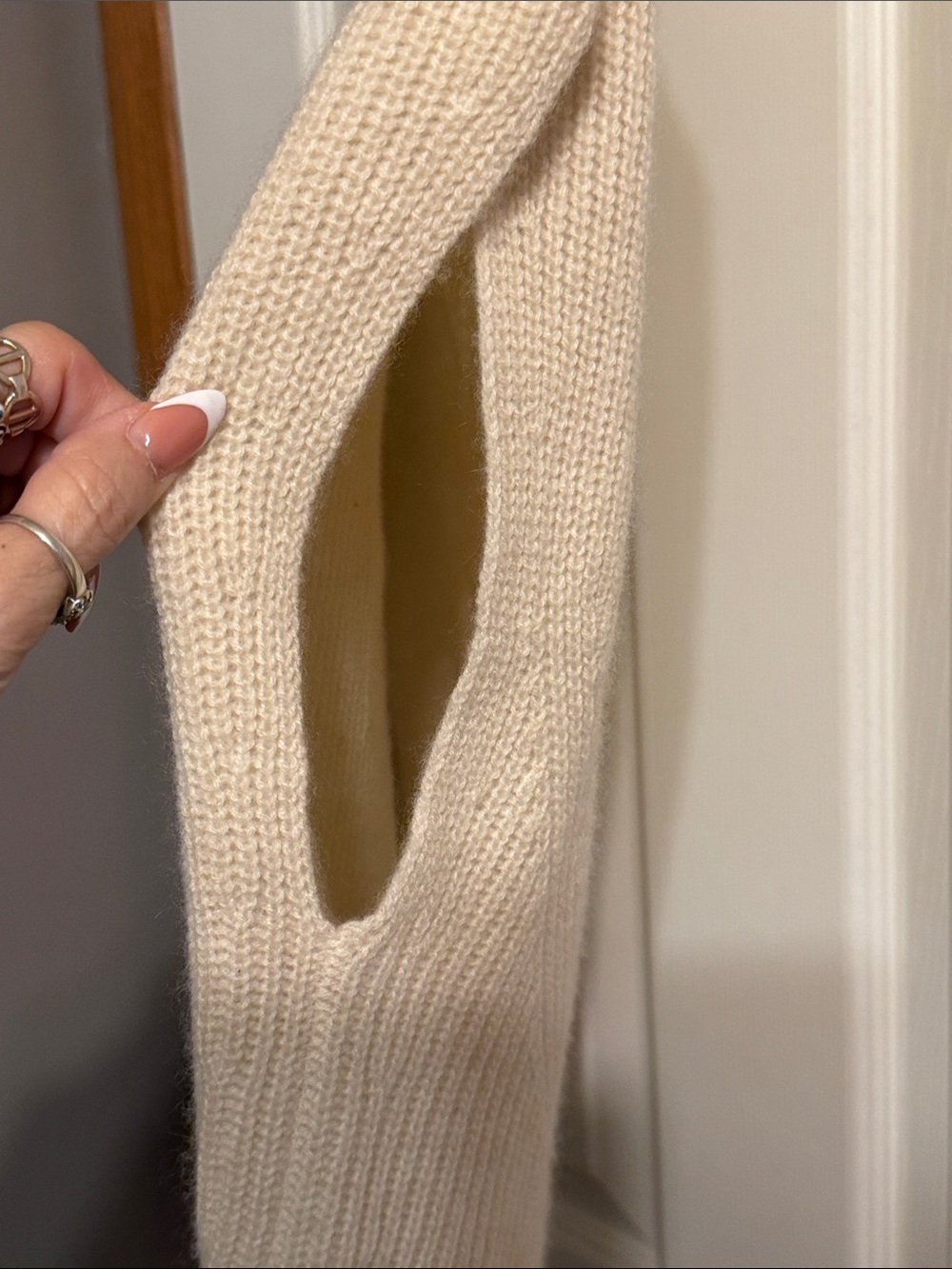 Anthropologie Cream Ribbed Mock Neck Sweater Vest - Picture 6 of 11